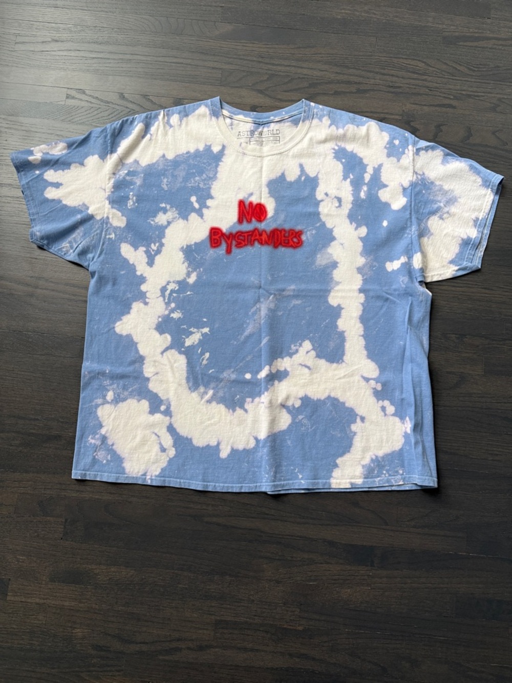 Astroworld, No Bystanders Tie-Dye Short Sleeve Tee - Light Blue/White
